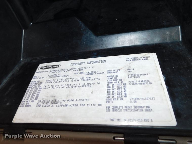 image for item DJ5874 2015 Freightliner Cascadia 125  semi truck