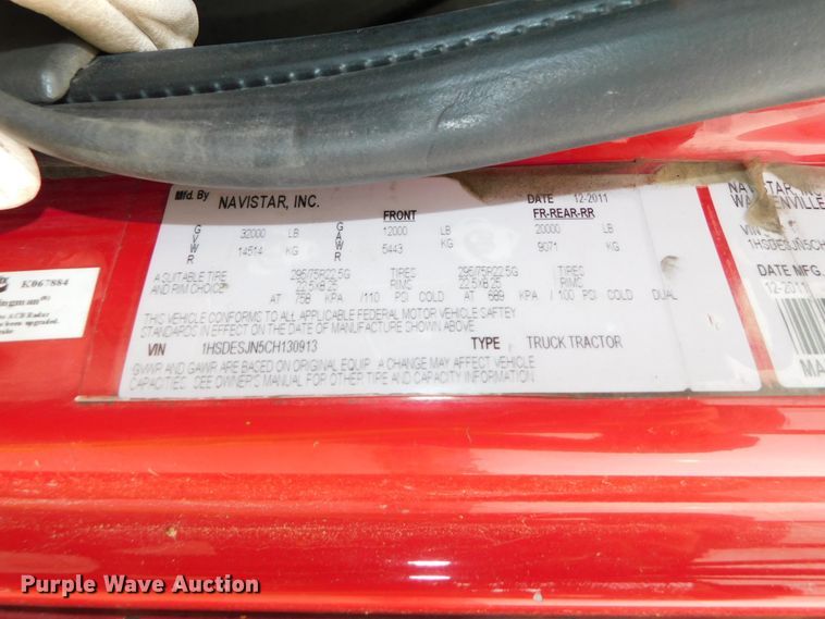 image for item DJ5893 2012 International ProStar Plus  semi truck