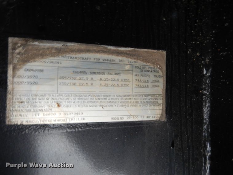 image for item DJ8007 2003 Wabash DS800 drop deck trailer