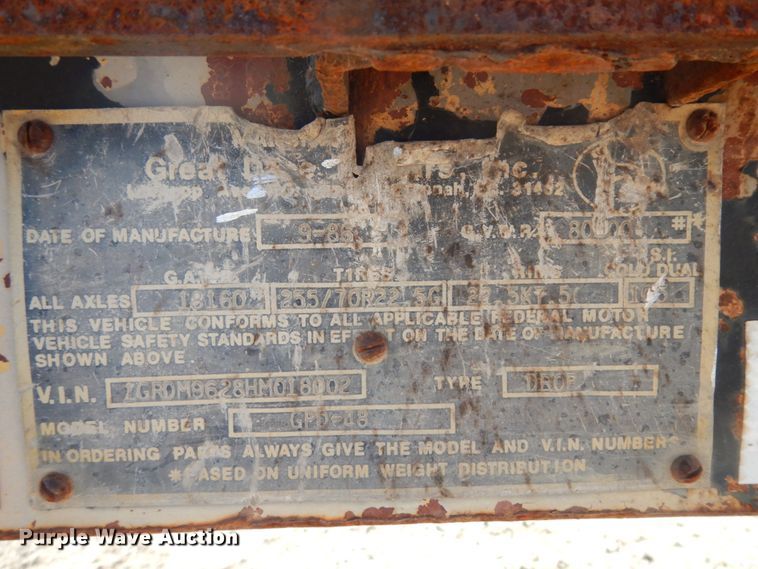 image for item DJ8147 1986 Great Dane GPD-48 drop deck trailer