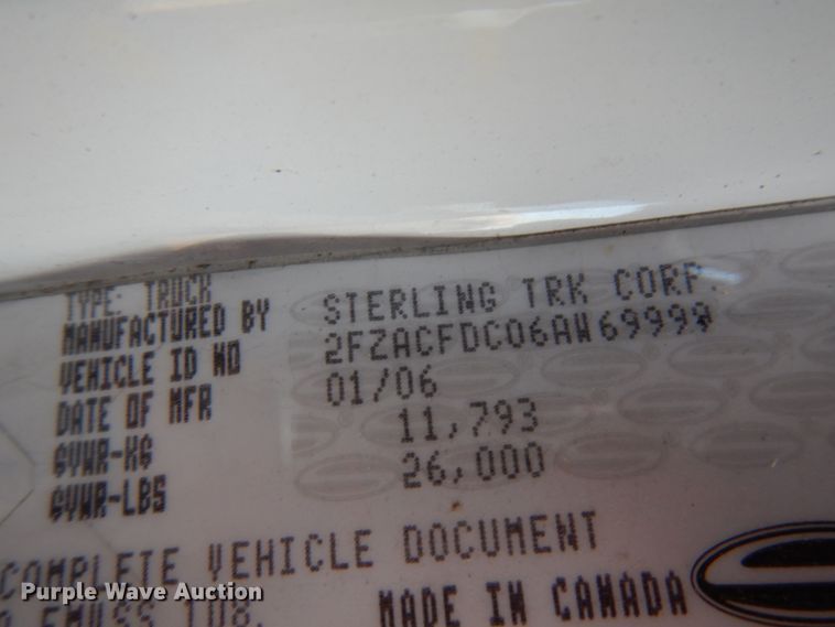 image for item HX9504 2006 Sterling Acterra  box truck