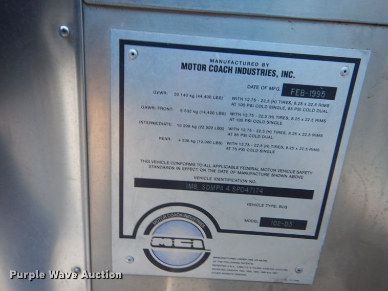 image for item DC8771 1995 MCI 102-D3  coach bus