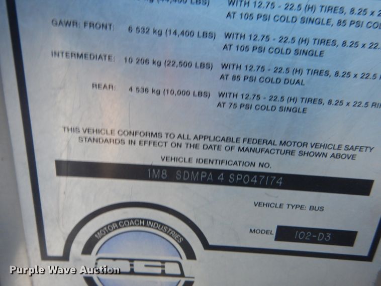 image for item DC8771 1995 MCI 102-D3  coach bus