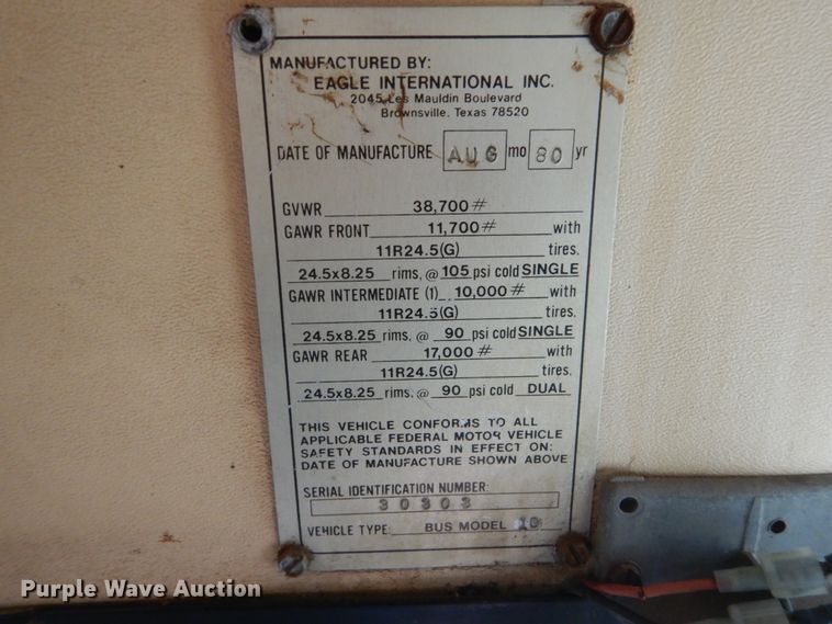 image for item DC8775 1980 Eagle 10  coach bus