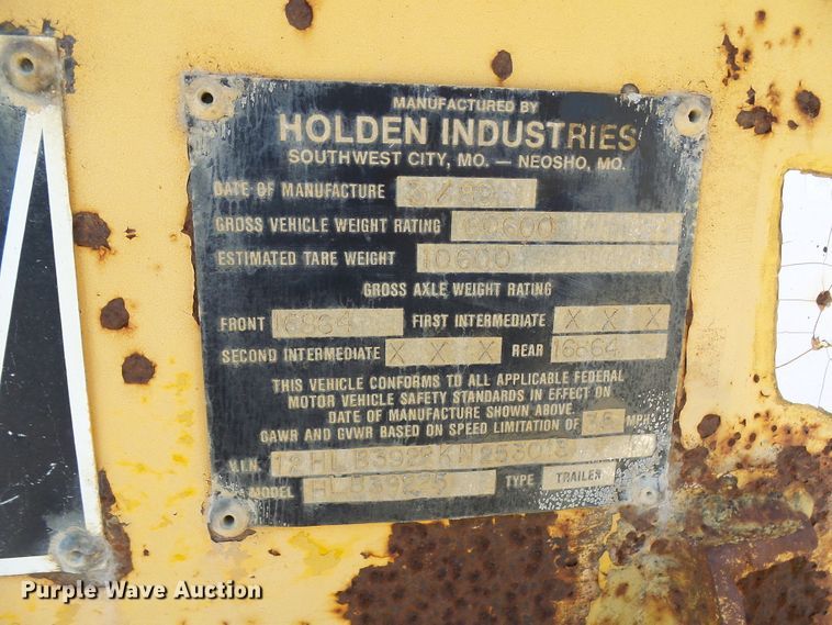 image for item DG2033 1989 Holden HLB39225 equipment trailer