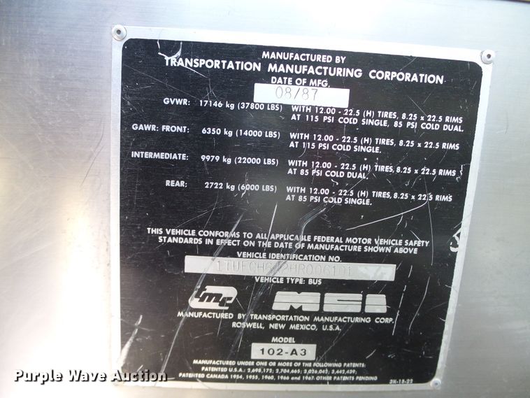 image for item DG8403 1987 MCI 102-A3  coach bus