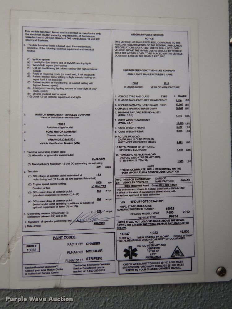 image for item DJ2749 2012 Ford F450 Super Duty  ambulance