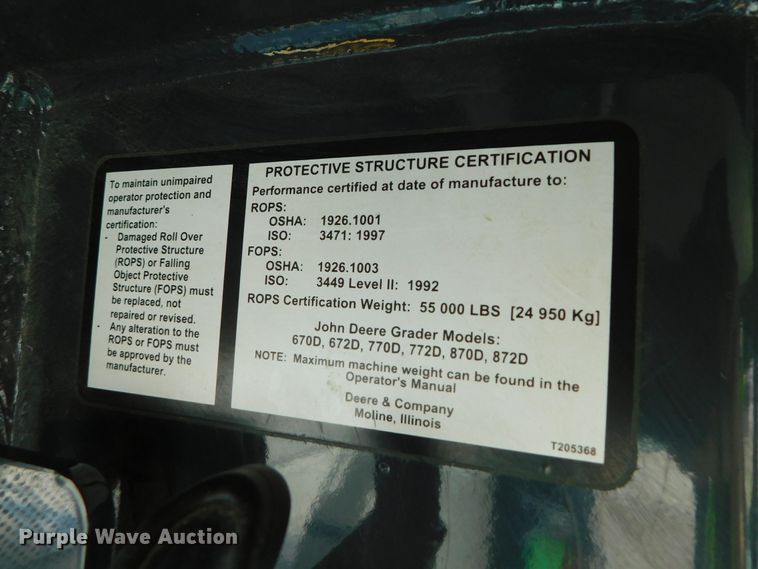 image for item DJ5910 2008 John Deere 772D  motor grader