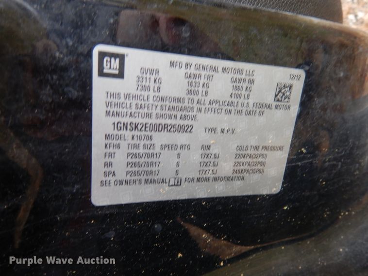 image for item DJ6963 2013 Chevrolet Tahoe Police  SUV