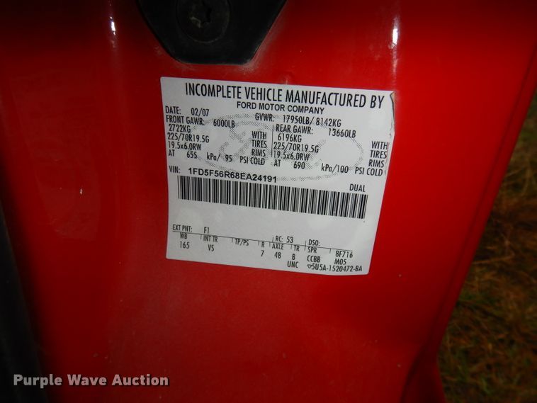 image for item DJ6967 2008 Ford F550  truck cab and chassis