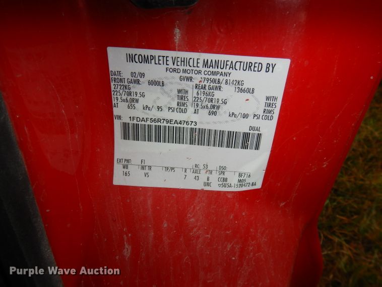 image for item DJ6968 2009 Ford F550  truck cab and chassis