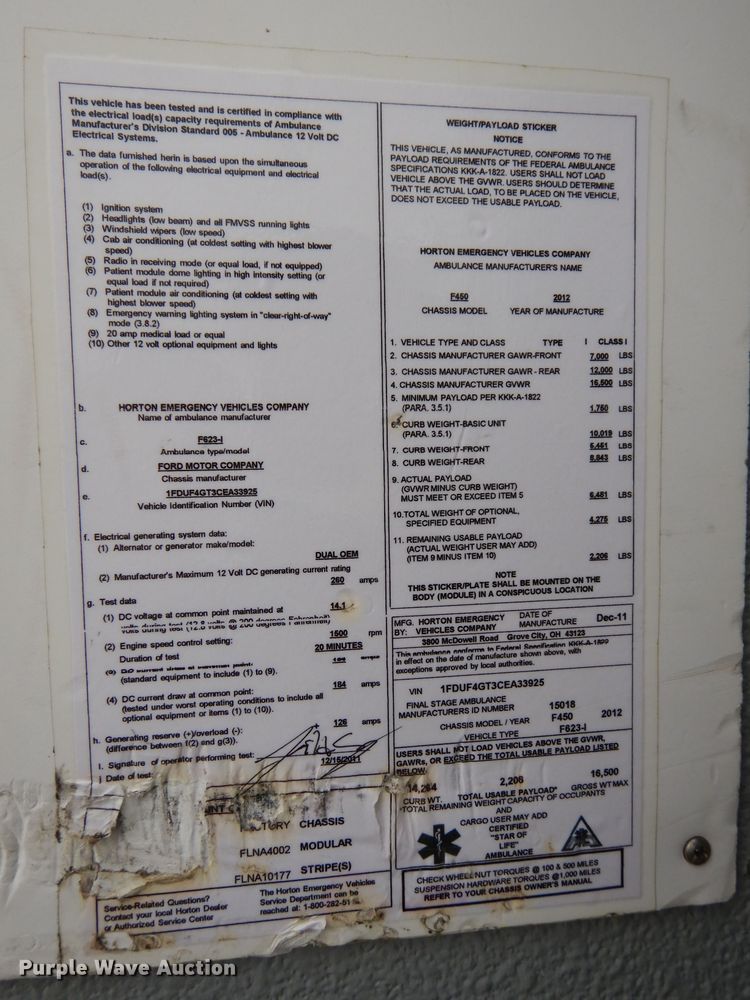 image for item DJ6996 2012 Ford F450 Super Duty  ambulance