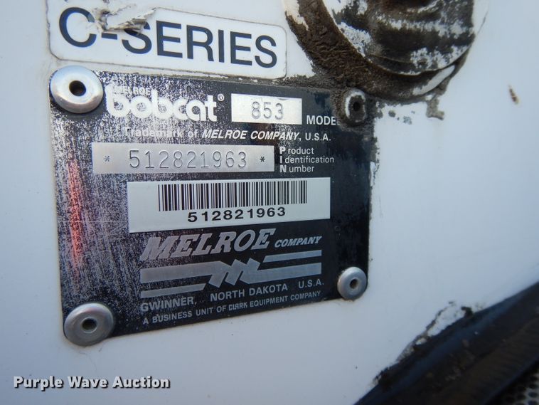 image for item DL2602 1996 Bobcat 853  skid steer loader