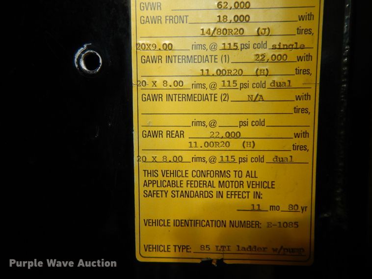 image for item GK9695 1981 Oshkosh V-1844M  aerial platform ladder truck