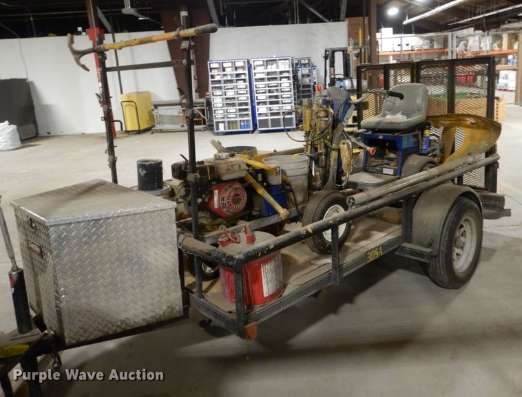 image for item HU9834 2004 Big Tex utility trailer with paint striping equipment