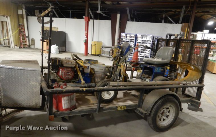 image for item HU9834 2004 Big Tex utility trailer with paint striping equipment