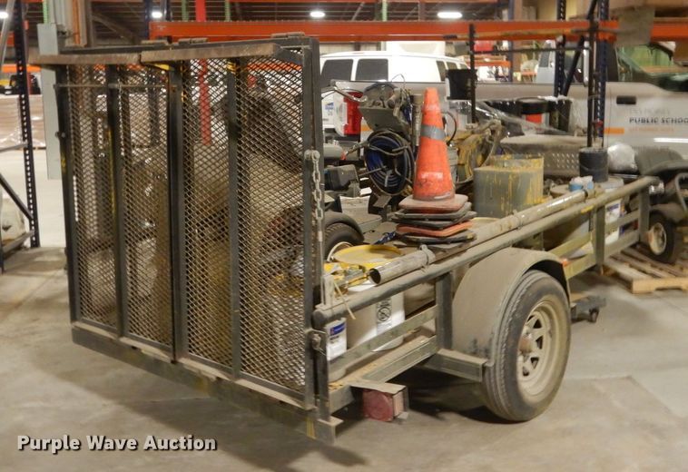 image for item HU9834 2004 Big Tex utility trailer with paint striping equipment