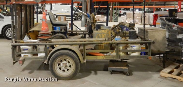 image for item HU9834 2004 Big Tex utility trailer with paint striping equipment