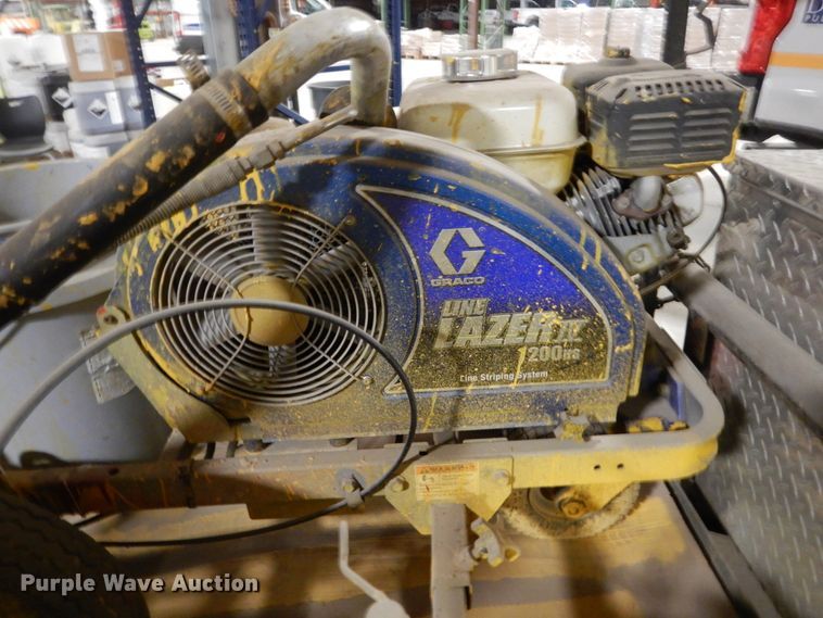 image for item HU9834 2004 Big Tex utility trailer with paint striping equipment