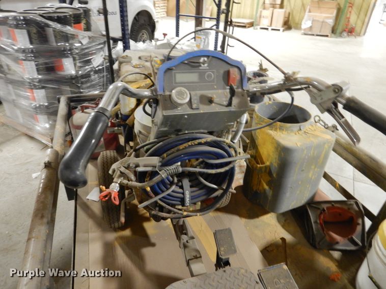 image for item HU9834 2004 Big Tex utility trailer with paint striping equipment