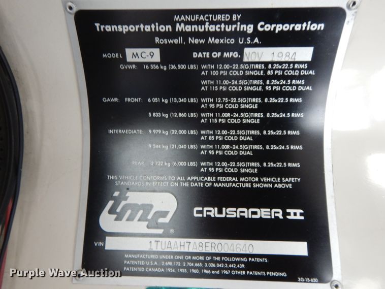 image for item DF3222 1984 TMC MC-9  Crusader II MCI coach bus