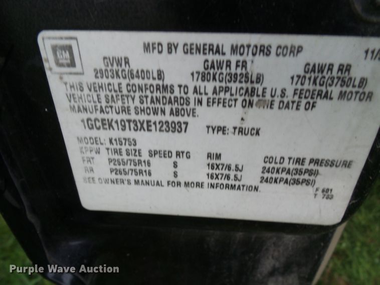 image for item DG5615 1999 Chevrolet Silverado 1500  Ext. Cab pickup truck