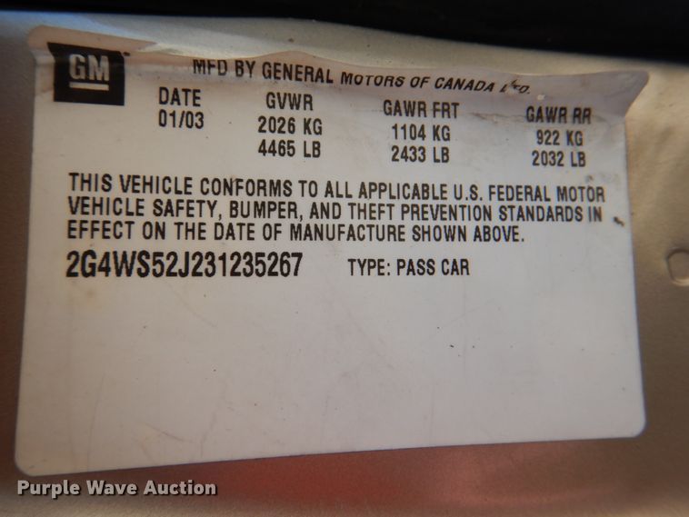image for item DJ0304 2003 Buick Century