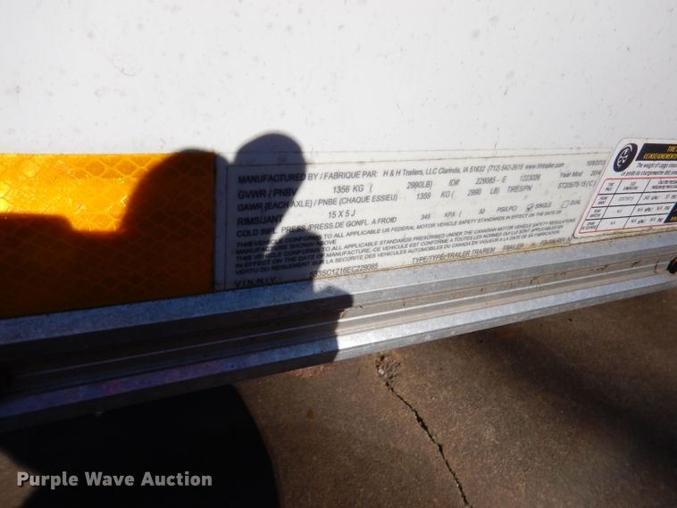 image for item DY9645 2014 H&H enclosed cargo trailer