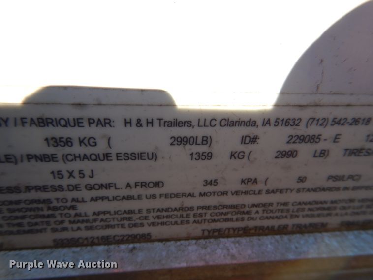 image for item DY9645 2014 H&H enclosed cargo trailer