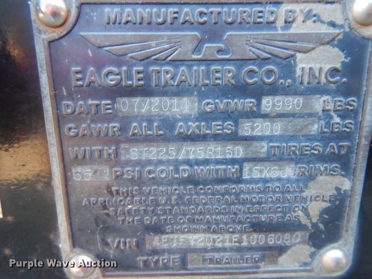 image for item IG9088 2014 Eagle utility trailer