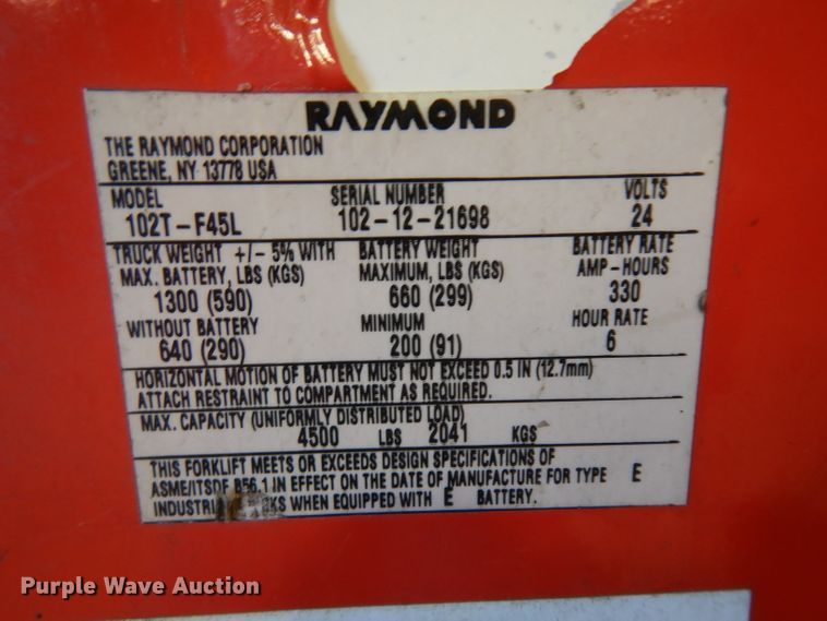 image for item IG9096 Raymond 102T-F45L pallet jack