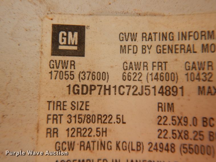 image for item DI3644 2002 GMC C8500  digger derrick truck