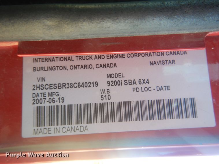 image for item DJ4848 2008 International 9200i  semi truck