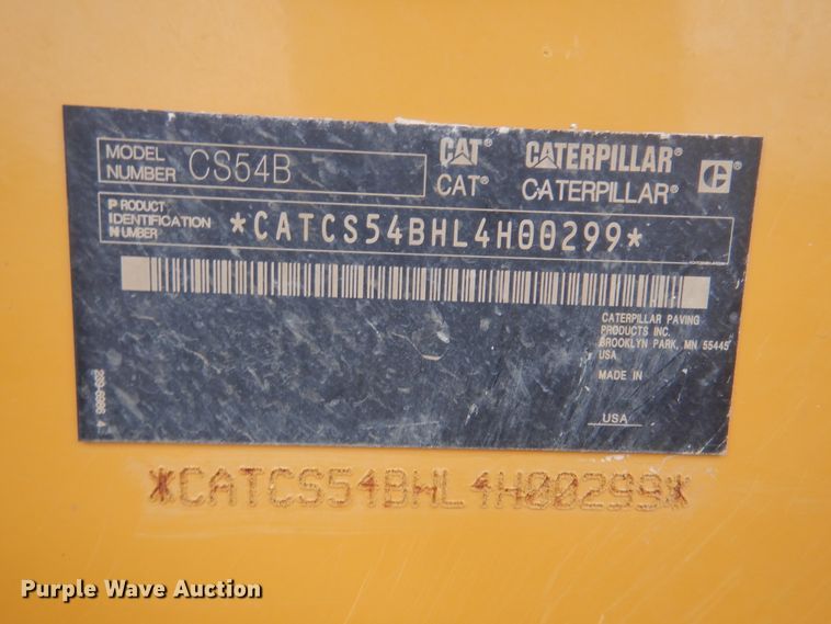 image for item DJ8583 2013 Caterpillar CS54B  single drum roller