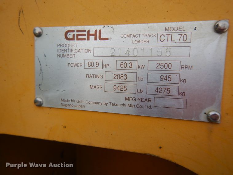image for item DL2581 2005 Gehl CTL70  tracked skid steer loader