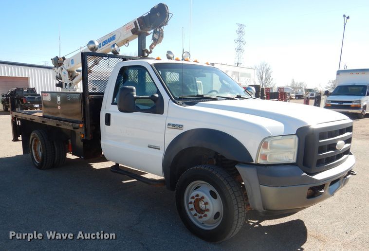 image for item HC9144 2007 Ford F550  flatbed truck with crane