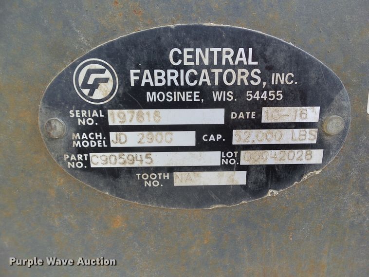 image for item HF9792 Central Fabricators JD290G quick coupler