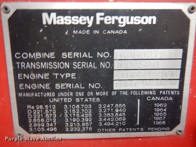 image for item IG9132 1985 Massey-Ferguson 850  RWA combine