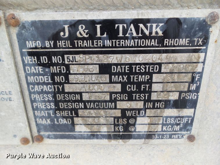 image for item DA7046 1998 Heil 9901048 pneumatic dry bulk trailer