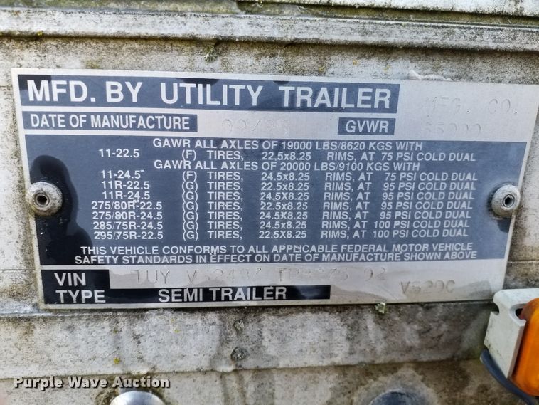 image for item DE2563 1996 Utility VS2DC dry van trailer