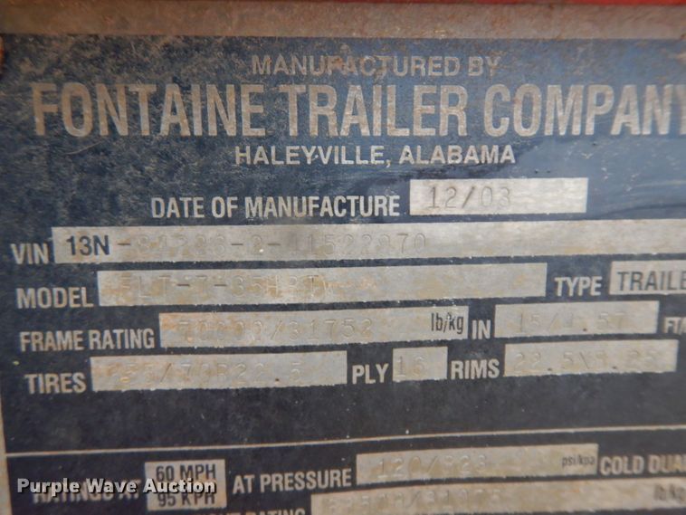 image for item IG9143 2004 Fontaine FLT-7-35HBT  equipment trailer