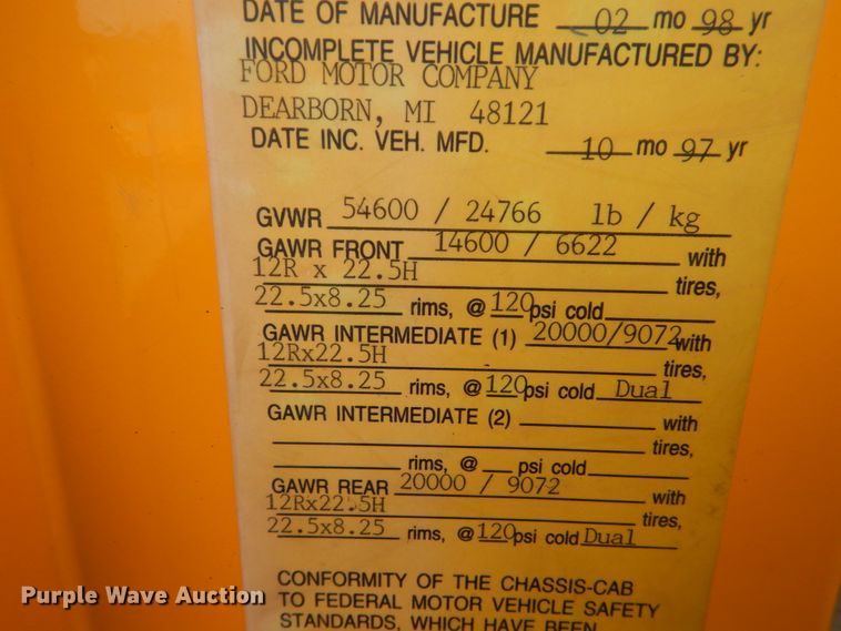 image for item DC8790 1998 Ford LTA9000  flatbed truck