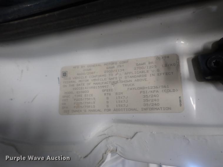 image for item DG2970 1994 Chevrolet S10  pickup truck