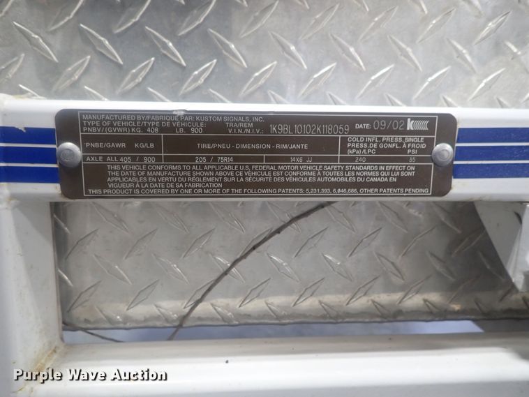 image for item DG2971 2002 Kustom Signals  speed detection trailer