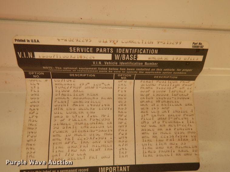 image for item DJ2762 1999 Chevrolet Blue Bird  school bus