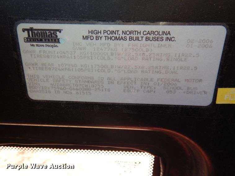 image for item DJ2787 2007 Freightliner  school bus