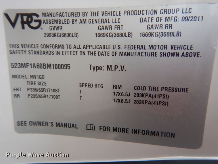 image for item FT9249 2011 VPG MV1GD  handicap accessible van