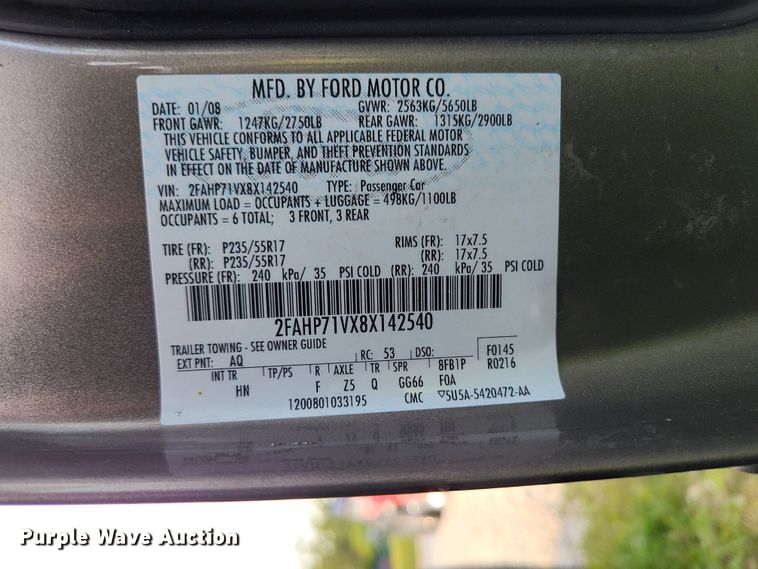 image for item GY9608 2008 Ford Crown Victoria Police Interceptor