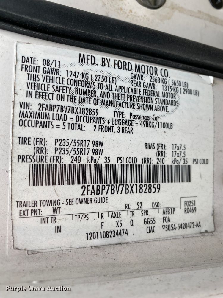 image for item HR9297 2011 Ford Crown Victoria Police Interceptor