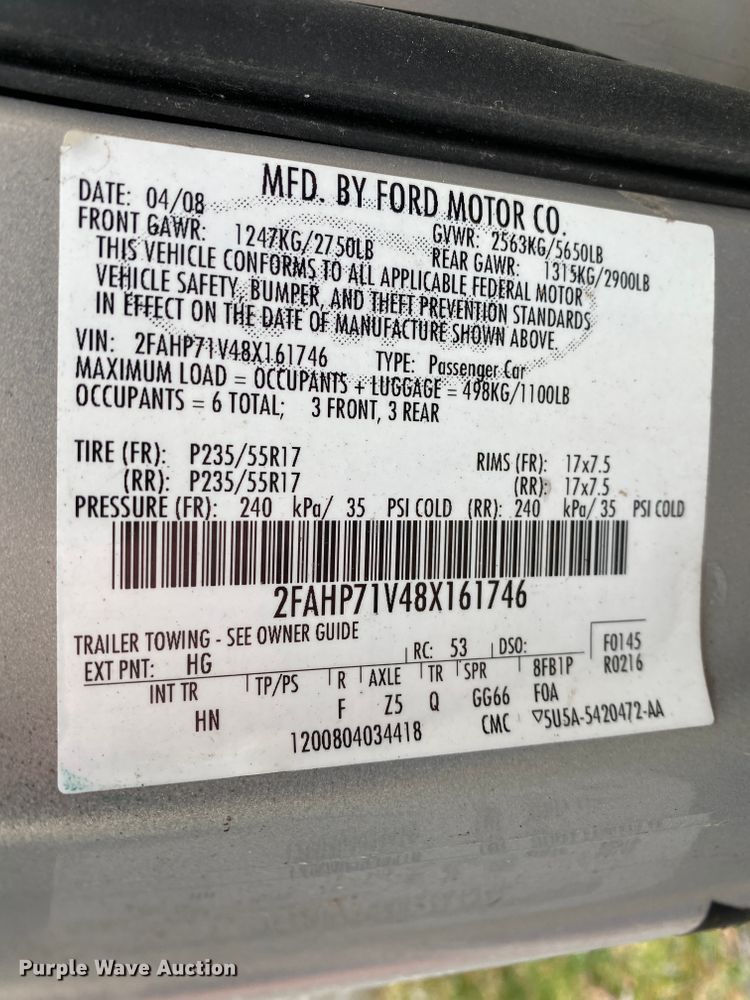 image for item HR9300 2008 Ford Crown Victoria Police Interceptor